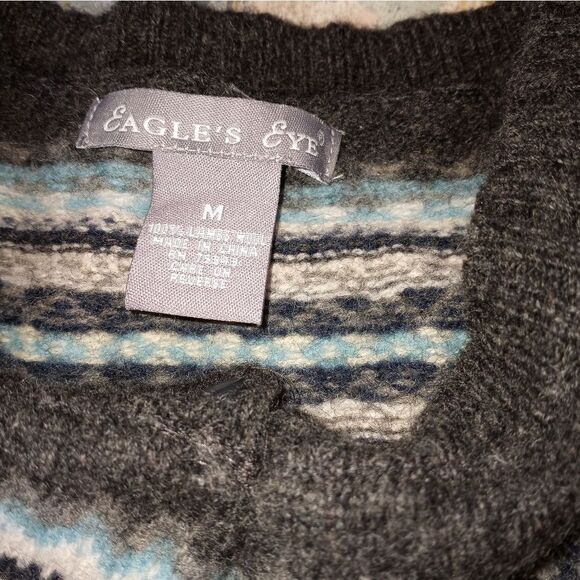 Eagles Eye M Gray Polka Dots RaglanLslvs Button Up Knitted Wool Sweater Cardigan - Picture 2 of 7